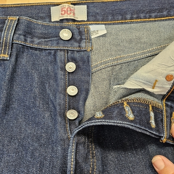 Levi 501 Red Label Straight Leg Button Fly Cotton Heavy Startched Jeans Sz 34x34 - Picture 5 of 8